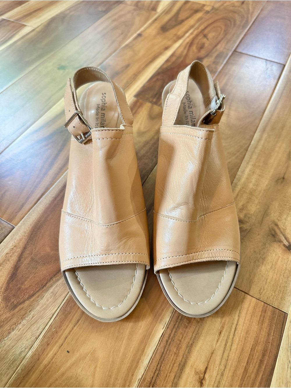 Sophia Milano Tan Italian Leather Open Toe Slingback Sandals Style 17202 Size 8